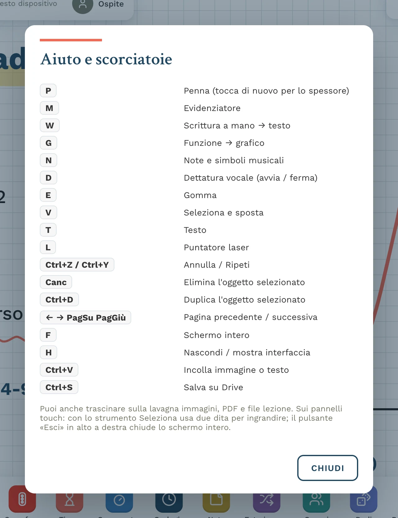 Finestra Aiuto e scorciatoie