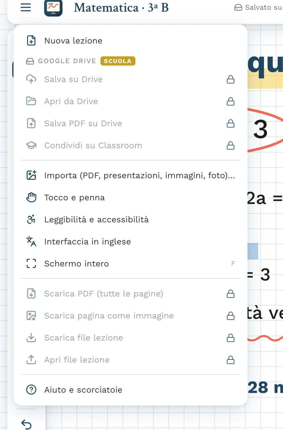 Menu principale