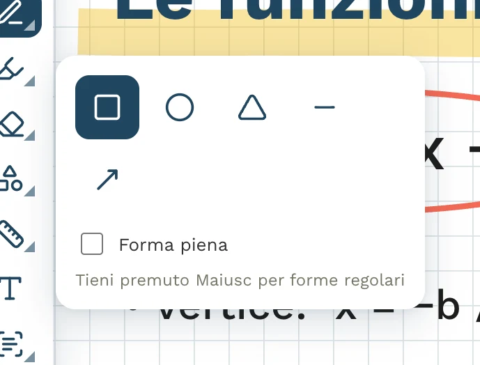 Menu delle forme