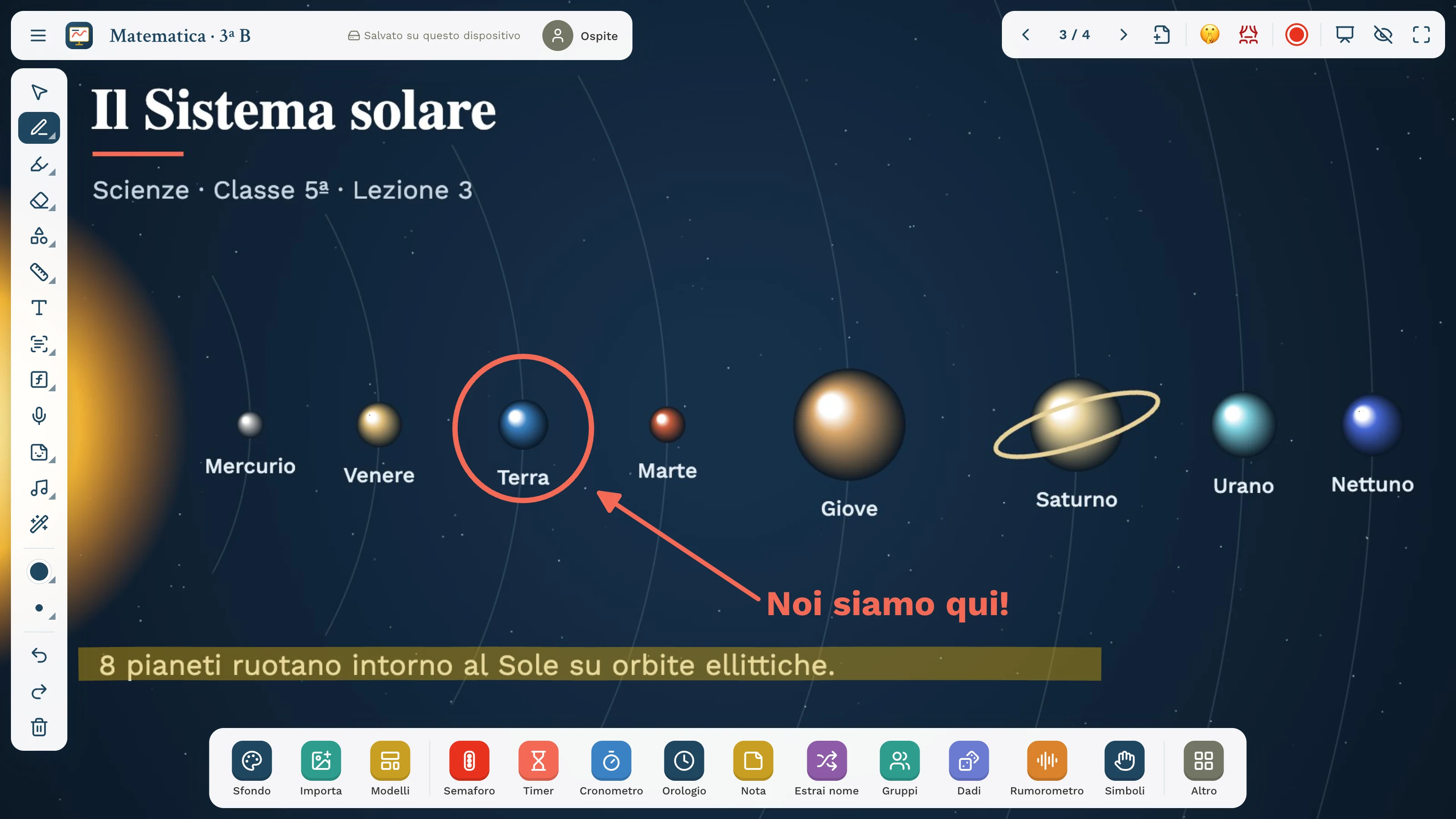 Presentazione sul Sistema solare importata e annotata