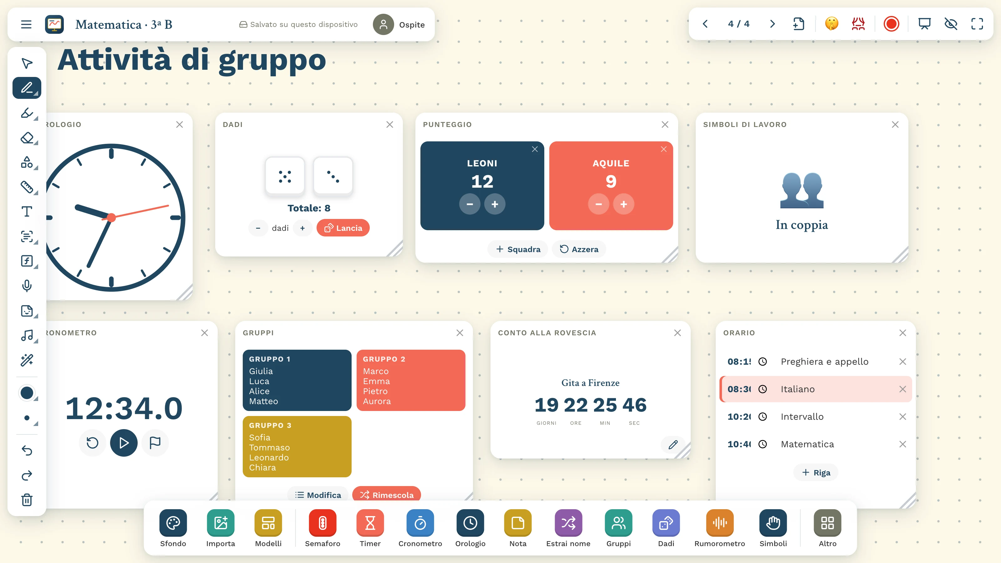 Alcuni widget aperti
